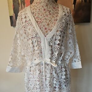 NWT 4OUR Dreamers Cream Croshet Coverup. Size S